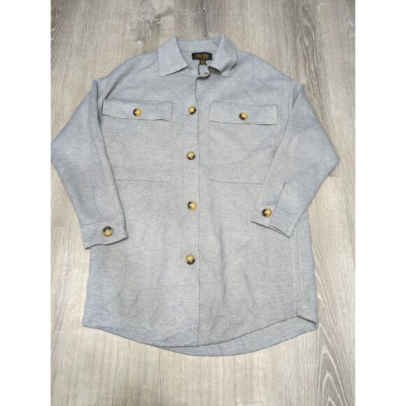 Truth Sweaters - Truth By Republic NWT Women's Heather Gray Button Up Sweater Size Med